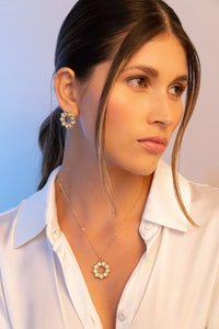 SET COLLAR + ARETES AROS CON CRISTALES