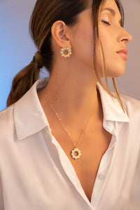 SET COLLAR + ARETES AROS CON CRISTALES